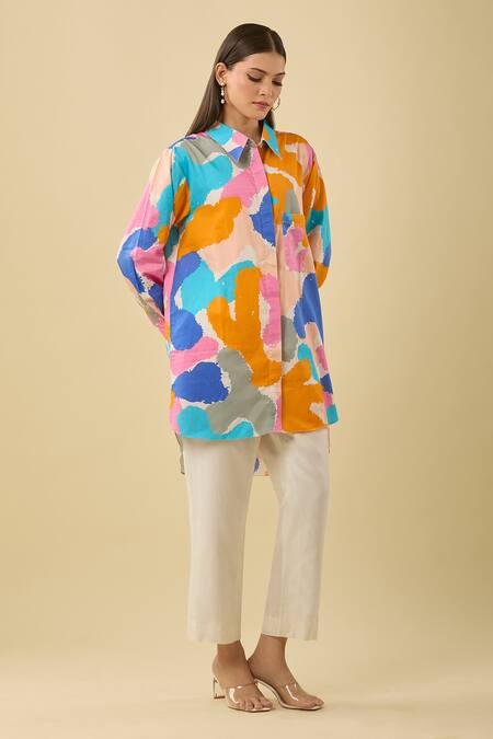 Buy_Pleats By Aruni_White Chanderi Straight Fit Pant_Online_at_Aza_Fashions