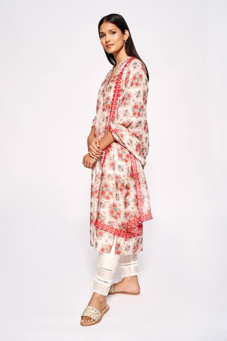 Anita Dongre Beige Modal Floral Print Dupatta Online at Aza Fashions Anita Dongre_Beige Modal Floral Print Dupatta_Online_at_Aza_Fashions