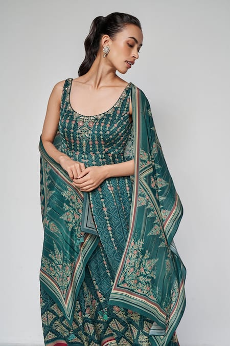 Anita Dongre Persian Carpet Print Green Scarf 