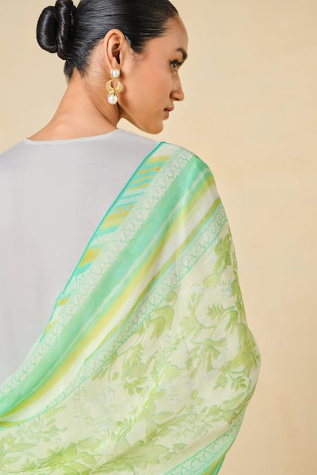 Anita Dongre Floral Print Lime Stole 