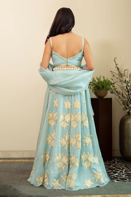 House Of Inari Gulbano Parsi Gara Lehenga Set 