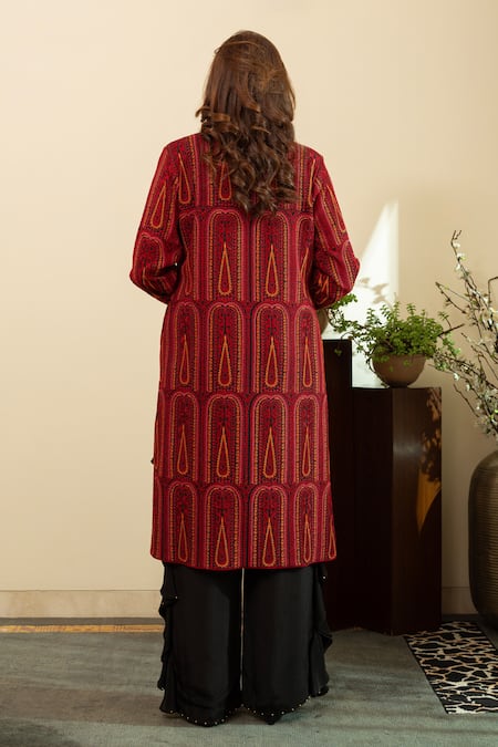 House Of Inari Jamawar Embroidered Long Jacket 