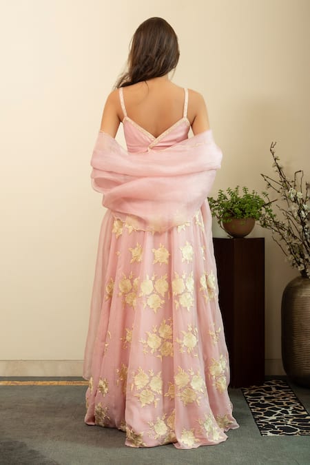 House Of Inari Gulbano Parsi Gara Embroidered Lehenga Set 