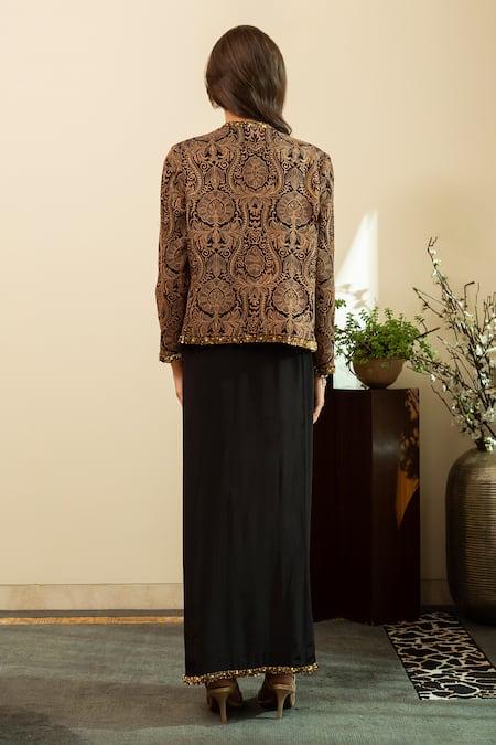 House Of Inari Jamawar Embroidered Jacket & Skirt Set 