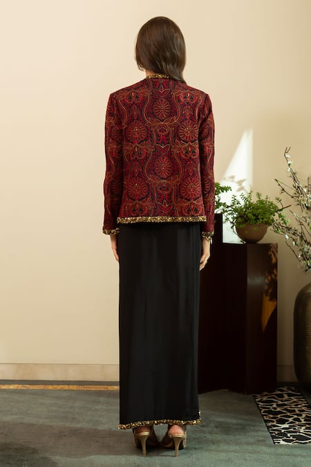 House Of Inari Jamawar Embroidered Jacket & Skirt Set 