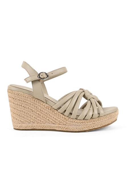 Shop_Vanilla Moon_Gray Grey Jute-covered Espadrille Wedges_Online_at_Aza_Fashions