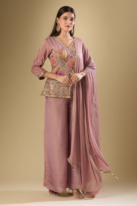 Samyukta Singhania Embroidered Kurta Palazzo Set 