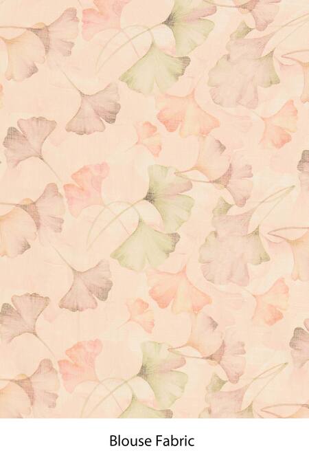 Shop_Samyukta Singhania_Peach Chanderi Zari Stripe Pattern Saree With Unstitched Blouse Piece_Online_at_Aza_Fashions