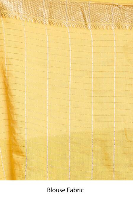 Buy Samyukta Singhania Yellow Chanderi Zari Stripe Pattern Saree With Unstitched Blouse Piece Buy_Samyukta Singhania_Yellow Chanderi Zari Stripe Pattern Saree With Unstitched Blouse Piece