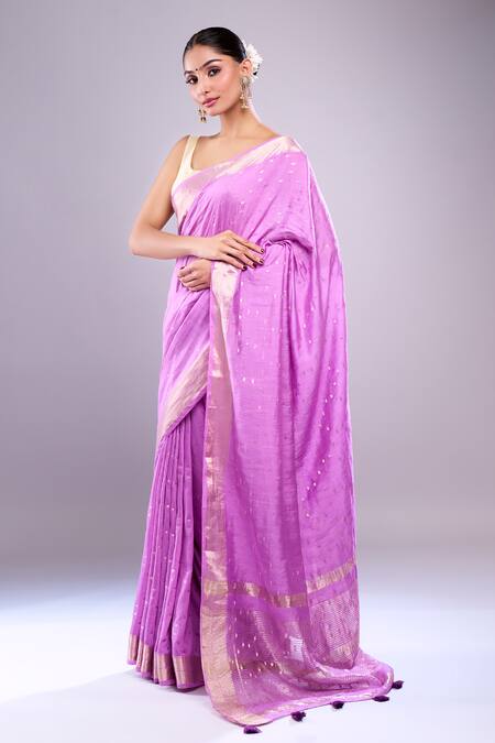 Buy Samyukta Singhania Purple Chanderi Saree With Unstitched Blouse Piece Online at Aza Fashions Buy_Samyukta Singhania_Purple Chanderi Saree With Unstitched Blouse Piece_Online_at_Aza_Fashions