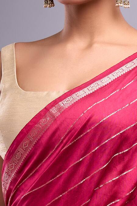 Samyukta Singhania_Chanderi, Cotton Zari Saree With Unstitched Blouse Piece_Online_at_Aza_Fashions
