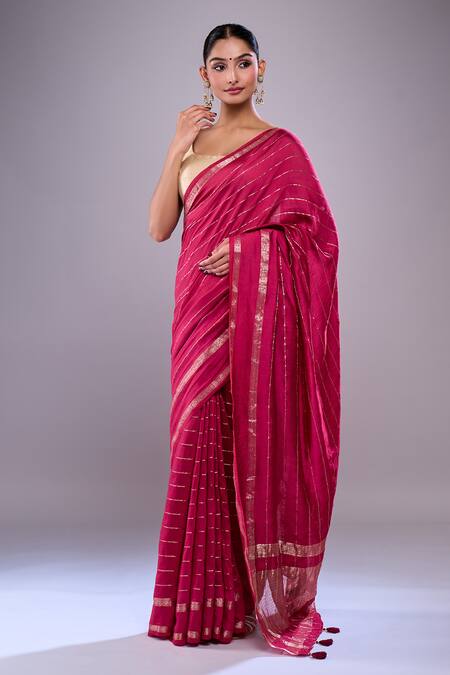 Buy_Samyukta Singhania_Chanderi, Cotton Zari Saree With Unstitched Blouse Piece
