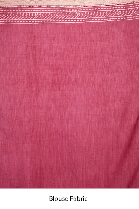 Samyukta Singhania_Wine Cotton Embroidery, Zari Floral Hand Block Print Saree With Running Blouse _at_Aza_Fashions