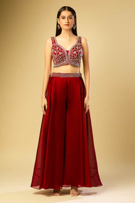 Samyukta Singhania Embroidered Blouse & Palazzo Set 