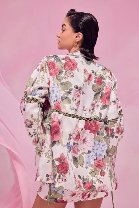 Shop July Issue White Cotton Satin Sweetheart Neck Floral Print Blazer And Skirt Set Online at Aza Fashions Shop_July Issue_White Cotton Satin Sweetheart Neck Floral Print Blazer And Skirt Set _Online_at_Aza_Fashions
