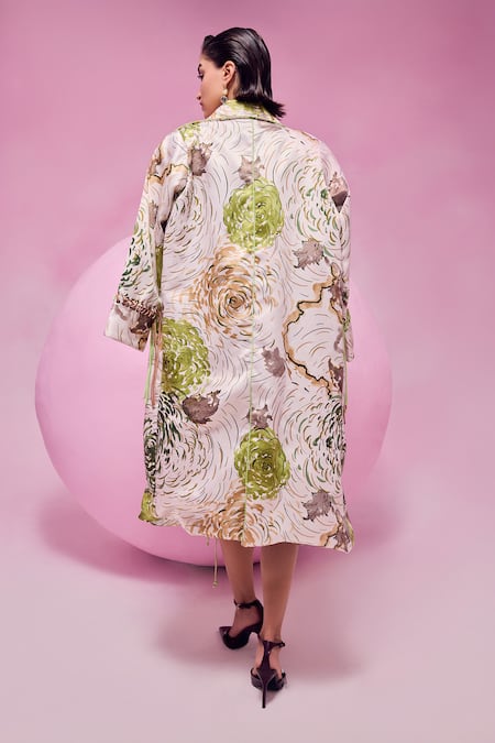 July Issue Floral Printed Dress & Long Jacket Set 