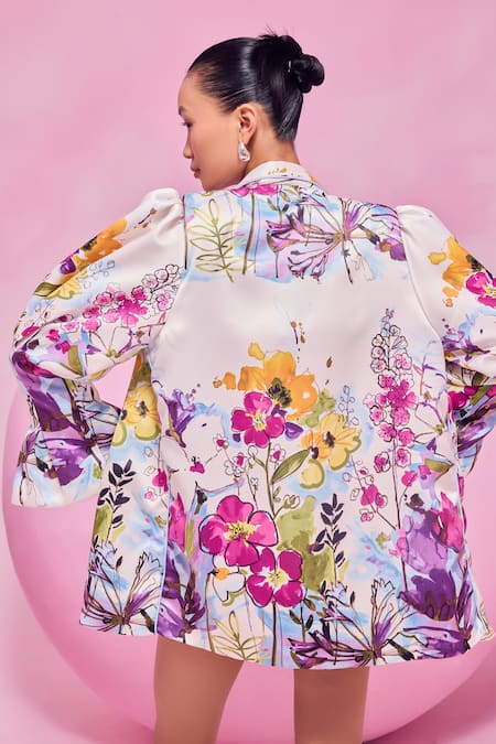Shop July Issue Multi Color Cotton Open Neck Floral Print Jacket And Skirt Set at Aza Fashions Shop_July Issue_Multi Color Cotton Open Neck Floral Print Jacket And Skirt Set _at_Aza_Fashions