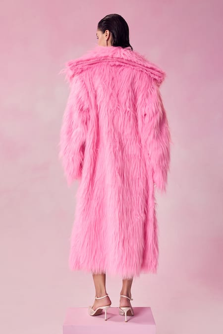 July Issue Faux Fur Ruched Dress & Long Jacket Set 