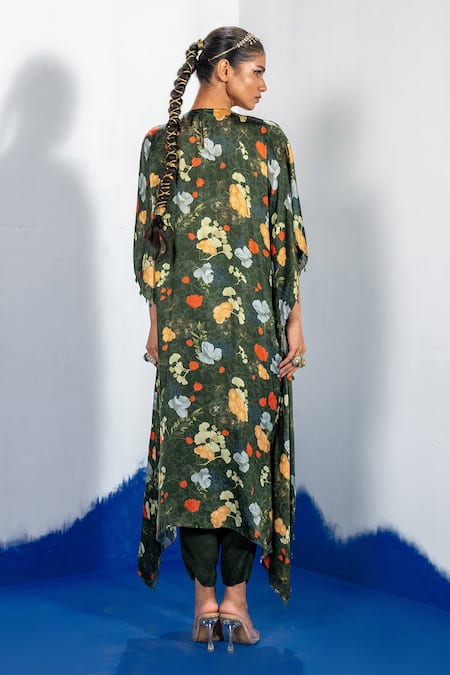 Label Shristi Chetani Embroidered Floral Kaftan & Straight Pants 