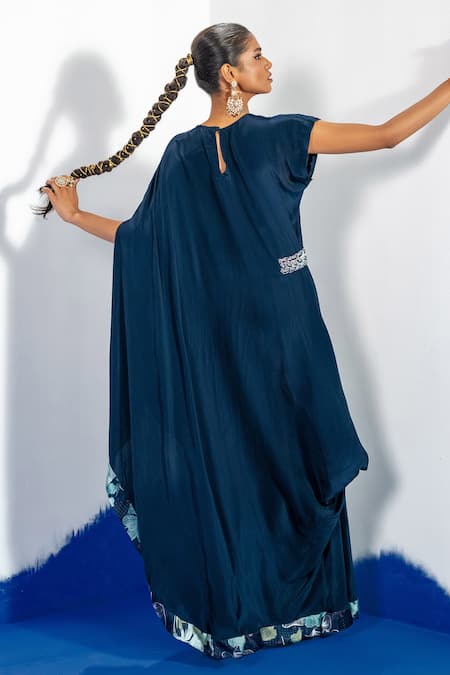 Label Shristi Chetani Draped Maxi Dress with Waist Embellishment 