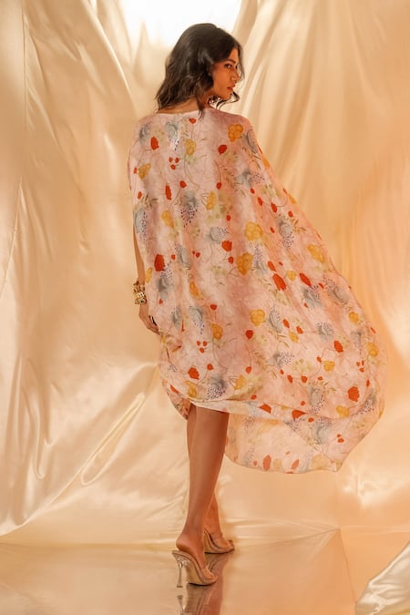 Label Shristi Chetani Floral Drape Midi Dress 