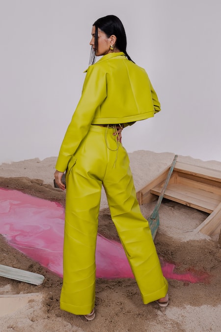 July Issue Solid Cropped Jacket & Pant Set 