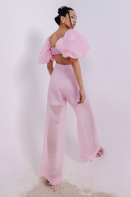 July Issue Daisy Pleated Crop Top & Pant Set 