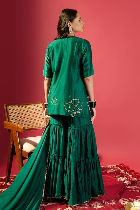 Komal Shah Embroidered Garara & Short Kurta Set 