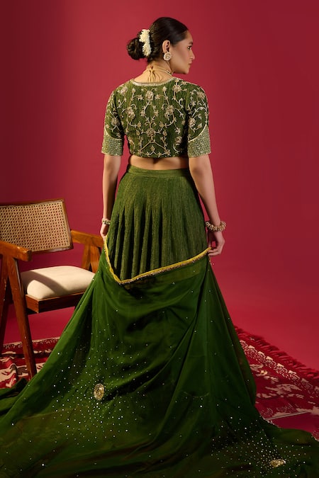 Komal Shah Tissue Green Lehenga Set 