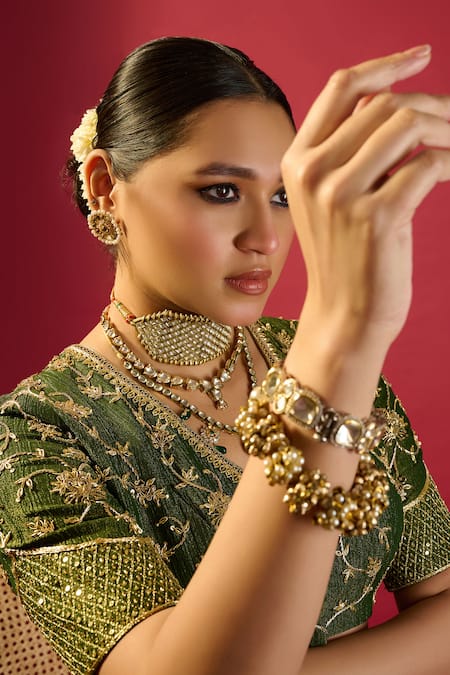 Komal Shah Green Tissue Zari, Sequins, Embroidery Round Neck Lehenga Set at Aza Fashions Komal Shah_Green Tissue Zari, Sequins, Embroidery Round Neck Lehenga Set _at_Aza_Fashions