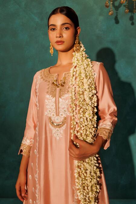 Buy Vinita Bhansali Rose Gold , Organza Embroidery Round Neck Hand Kurta Set Online at Aza Fashions Buy_Vinita Bhansali_Rose Gold , Organza Embroidery Round Neck Hand Kurta Set _Online_at_Aza_Fashions