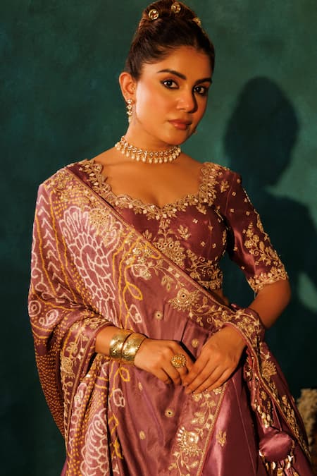 Shop Vinita Bhansali Purple Silk Pearls, Mirrors, Embroidery Round Neck Regal Bhavya Lehenga Set Online at Aza Fashions Shop_Vinita Bhansali_Purple Silk Pearls, Mirrors, Embroidery Round Neck Regal Bhavya Lehenga Set _Online_at_Aza_Fashions