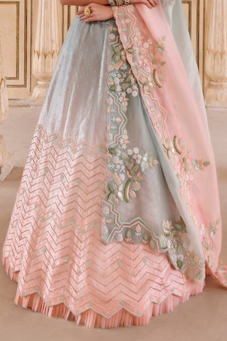 Vinita Bhansali Pink , Satin, Organza Sequins, Cut Work, Ghazal Dual-toned Lehenga Set Online at Aza Fashions Vinita Bhansali_Pink , Satin, Organza Sequins, Cut Work, Ghazal Dual-toned Lehenga Set_Online_at_Aza_Fashions
