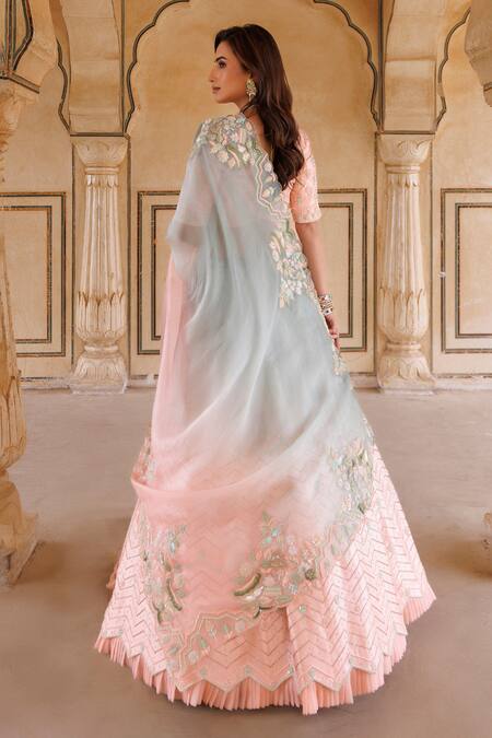 Shop Vinita Bhansali Pink , Satin, Organza Sequins, Cut Work, Ghazal Dual-toned Lehenga Set at Aza Fashions Shop_Vinita Bhansali_Pink , Satin, Organza Sequins, Cut Work, Ghazal Dual-toned Lehenga Set_at_Aza_Fashions