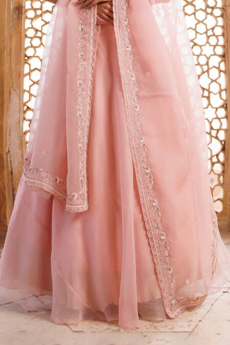 Vinita Bhansali Pink Silk Organza Sequins, Cut Work, Embroidery Round Blush Naina Lehenga Set Online at Aza Fashions Vinita Bhansali_Pink Silk Organza Sequins, Cut Work, Embroidery Round Blush Naina Lehenga Set_Online_at_Aza_Fashions
