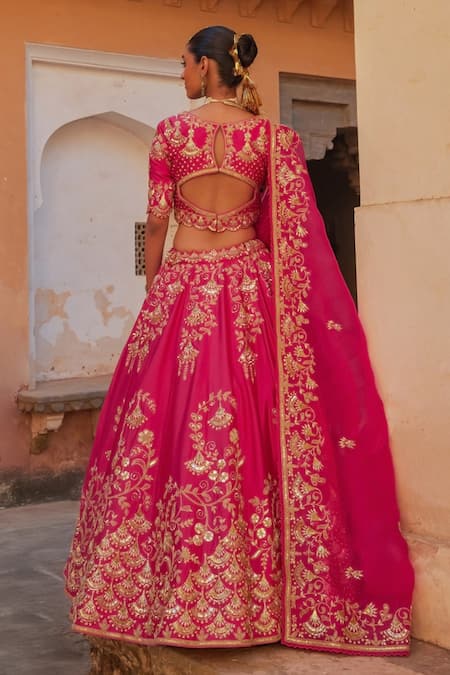 Shop Vinita Bhansali Pink , Organza Sequins, Mirrors Round Falguni Embroidered Lehenga Set at Aza Fashions Shop_Vinita Bhansali_Pink , Organza Sequins, Mirrors Round Falguni Embroidered Lehenga Set _at_Aza_Fashions