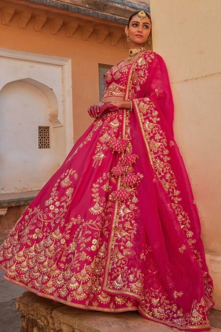 Buy Vinita Bhansali Pink , Organza Sequins, Mirrors Round Falguni Embroidered Lehenga Set Online at Aza Fashions Buy_Vinita Bhansali_Pink , Organza Sequins, Mirrors Round Falguni Embroidered Lehenga Set _Online_at_Aza_Fashions