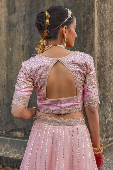 Buy Vinita Bhansali Pink Silk, Chiffon, Georgette Sequins, Beads, Blush Lekha Lehenga Set Online at Aza Fashions Buy_Vinita Bhansali_Pink Silk, Chiffon, Georgette Sequins, Beads, Blush Lekha Lehenga Set _Online_at_Aza_Fashions
