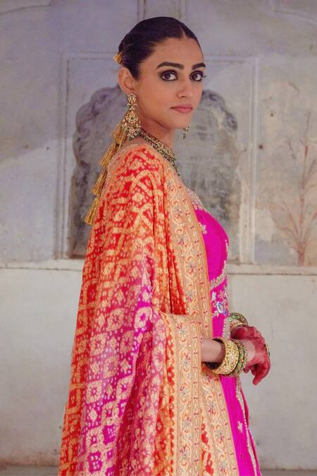 Buy Vinita Bhansali Pink Georgette, Chiffon, Silk Embroidery Sweetheart Kashish Lehenga Jacket Set Online at Aza Fashions Buy_Vinita Bhansali_Pink Georgette, Chiffon, Silk Embroidery Sweetheart Kashish Lehenga Jacket Set_Online_at_Aza_Fashions