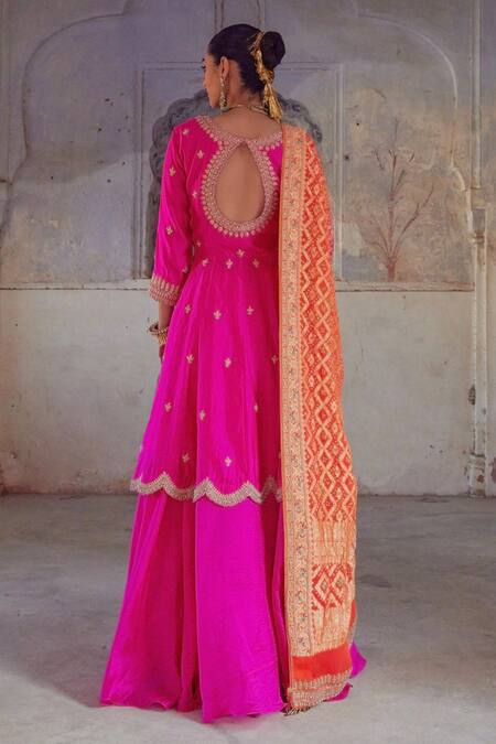 Shop Vinita Bhansali Pink Georgette, Chiffon, Silk Embroidery Sweetheart Kashish Lehenga Jacket Set at Aza Fashions Shop_Vinita Bhansali_Pink Georgette, Chiffon, Silk Embroidery Sweetheart Kashish Lehenga Jacket Set_at_Aza_Fashions