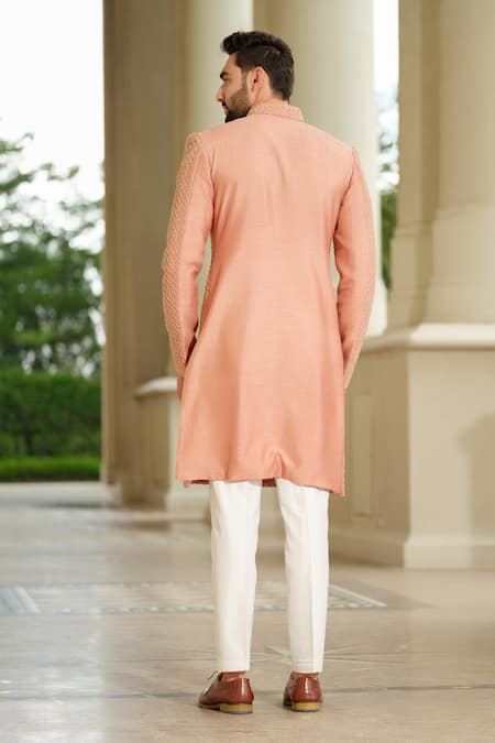 Niloufer By Aasif Ally Cutdana Embroidered Sherwani & Pyjama Pant Set 