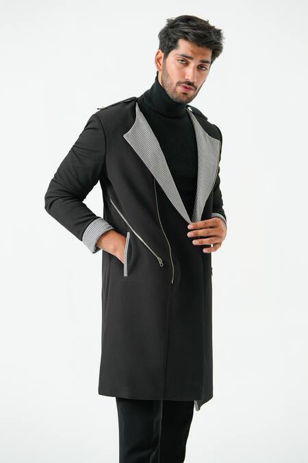 Buy_Niloufer By Aasif Ally_Black Longline Coat 