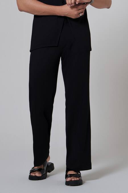 Niloufer By Aasif Ally Black Polyester Solid Pant Set Online at Aza Fashions Niloufer By Aasif Ally_Black Polyester Solid Pant Set _Online_at_Aza_Fashions