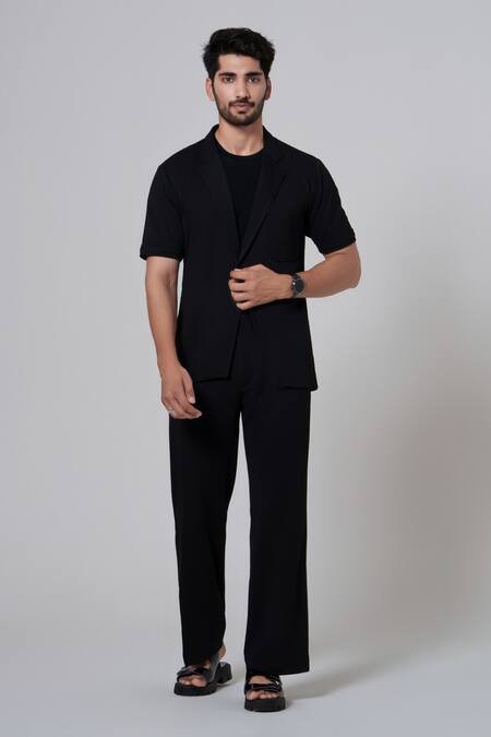 Buy Niloufer By Aasif Ally Black Polyester Solid Pant Set Online at Aza Fashions Buy_Niloufer By Aasif Ally_Black Polyester Solid Pant Set _Online_at_Aza_Fashions