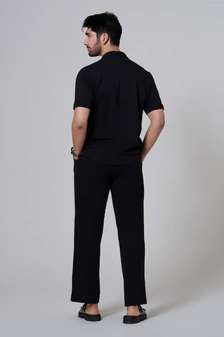 Shop Niloufer By Aasif Ally Black Polyester Solid Pant Set at Aza Fashions Shop_Niloufer By Aasif Ally_Black Polyester Solid Pant Set _at_Aza_Fashions