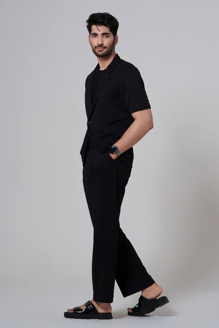 Niloufer By Aasif Ally Black Polyester Solid Pant Set at Aza Fashions Niloufer By Aasif Ally_Black Polyester Solid Pant Set _at_Aza_Fashions
