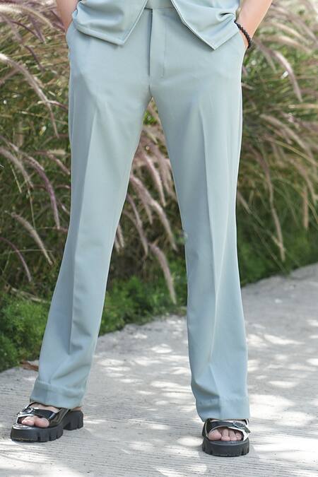 Niloufer By Aasif Ally_Green Solid Shirt And Pant Set _Online_at_Aza_Fashions