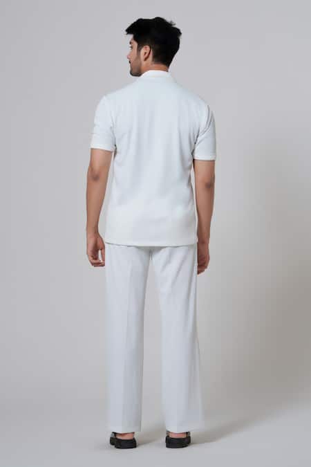 Niloufer By Aasif Ally Lapel Collared Shirt & Straight Pant Set 