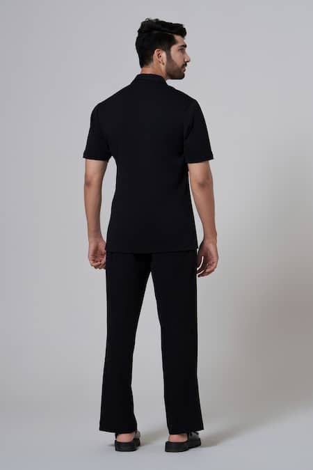 Shop Niloufer By Aasif Ally Black Pocketed Shirt And Pant Set at Aza Fashions Shop_Niloufer By Aasif Ally_Black Pocketed Shirt And Pant Set _at_Aza_Fashions