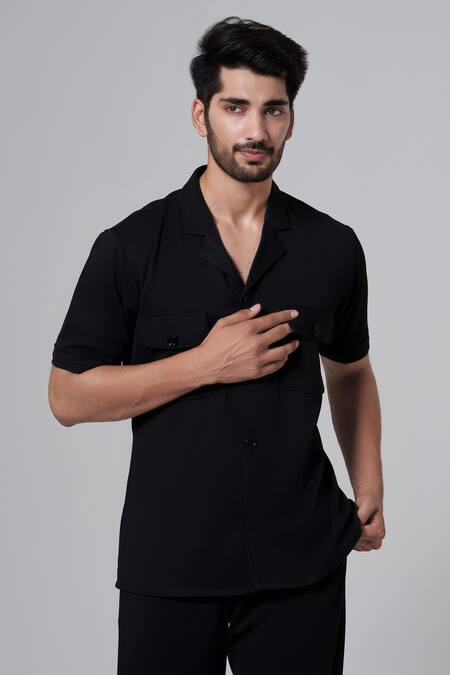 Niloufer By Aasif Ally Black Pocketed Shirt And Pant Set at Aza Fashions Niloufer By Aasif Ally_Black Pocketed Shirt And Pant Set _at_Aza_Fashions